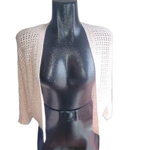 Ellie Light Peach Dolman Sleeve Open Front Cardigan M